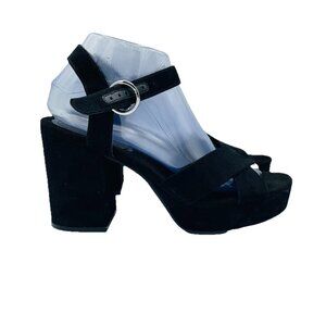 Divided H&M Shoes Womens Size 8 Black Heels Sandals Ankle Strap Buckle Strappy